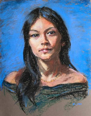 Pastel-Portrait---dark-haired woman